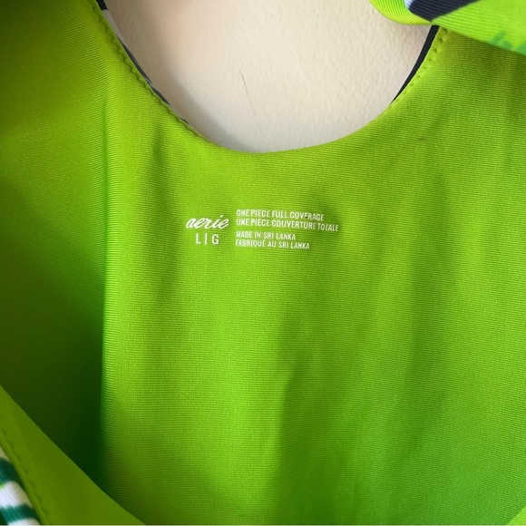 Aerie One Piece Swimsuit L Tropical Floral Green Blue Cutout Bathing Suit - Picture 12 of 12